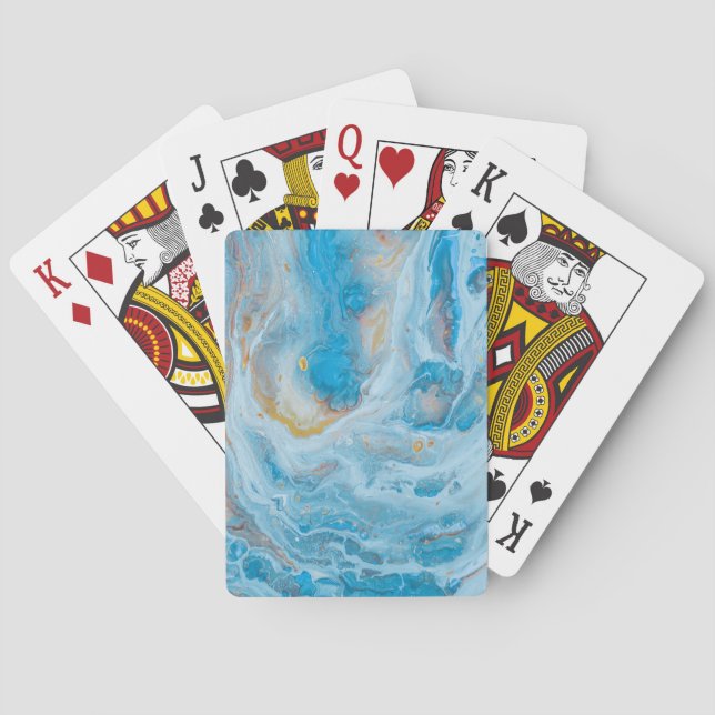 Blue Marble Marbleised Art Playing Cards (Back)