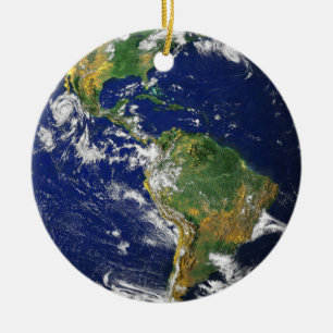 Blue Marble medallion necklace keepsake Ceramic Tree Decoration