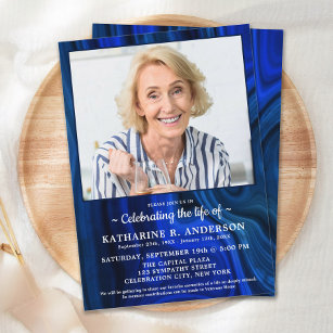 Blue Marble Memorial Funeral Celebration Of Life Invitation