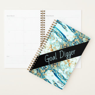 Blue Marble Metallic Gold Aqua Cobalt Boss Beauty Planner