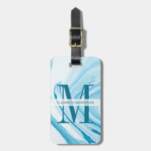 Blue Marble Monogram Luggage Tag