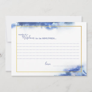 Blue Marble Ombre Gold Frame Wedding Wisdom Cards