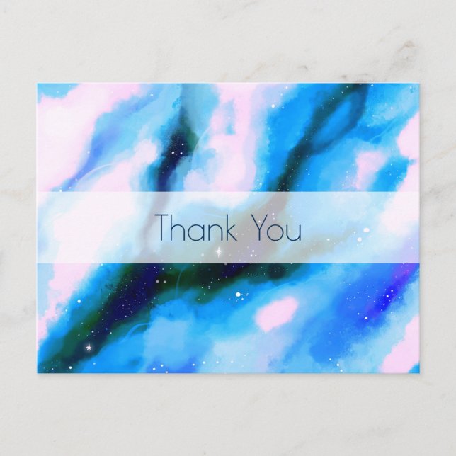 Blue Marble Outer Space Abstract Background Thanks Postcard (Front)