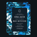 Blue Marble Paint Custom Photo Bar Bat Mitzvah Invitation<br><div class="desc">Perfect card to announce a bat mitzvah, bar mitzvah or other Jewish celebration! Hand made abstract art for you on the front and back side! FULLY CUSTOMIZABLE! Click on “Personalise” above to edit the text. Click "edit using design tool" to adjust the fonts, colours and placements and to delete the...</div>
