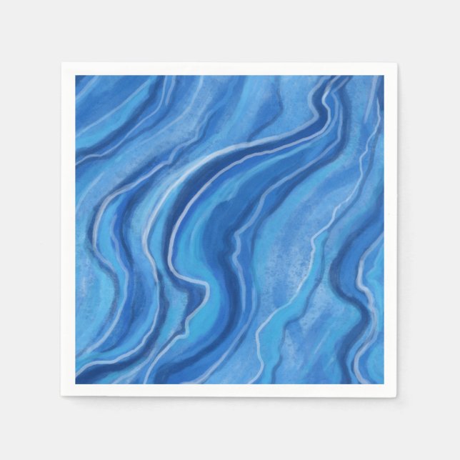 Blue Marble Paper Napkins  (Front)