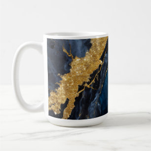 Blue Marble Pattern with Gold Coffee Mug