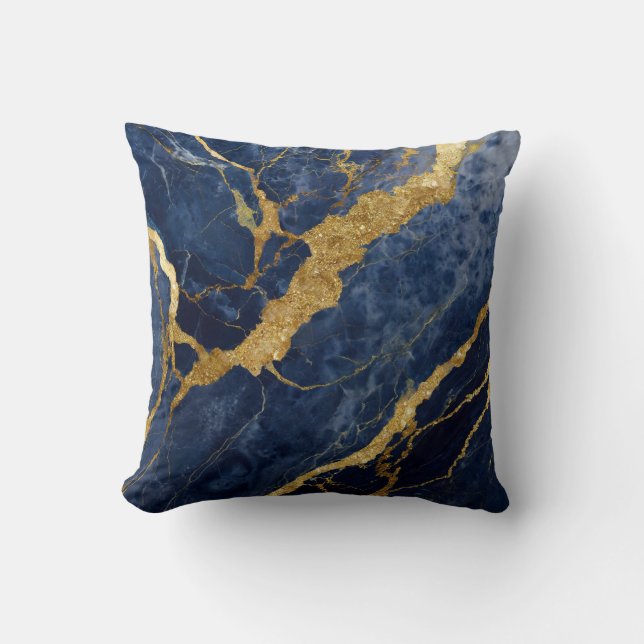 Blue Marble Pattern with Gold Cushion (Front)