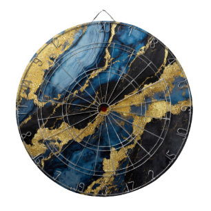 Blue Marble Pattern with Gold Dartboard