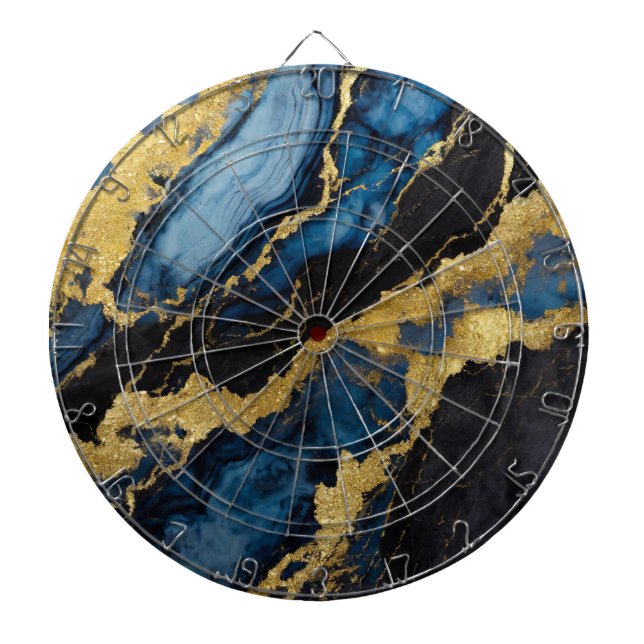 Blue Marble Pattern with Gold Dartboard (Front)