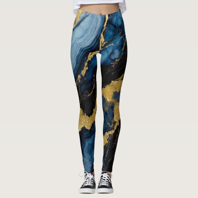 Blue Marble Pattern with Gold Leggings (Front)