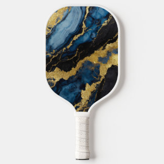 Blue Marble Pattern with Gold Pickleball Paddle
