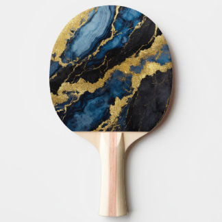 Blue Marble Pattern with Gold Ping Pong Paddle