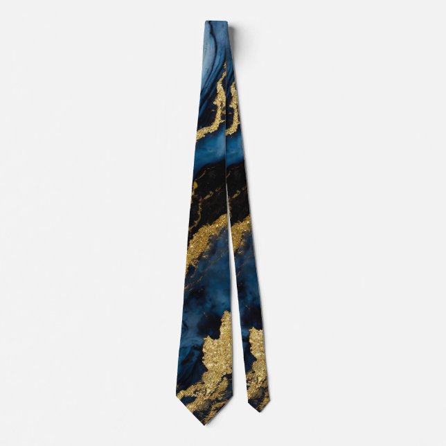 Blue Marble Pattern with Gold Tie (Front)