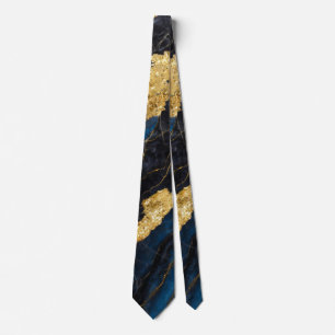 Blue Marble Pattern with Gold Tie