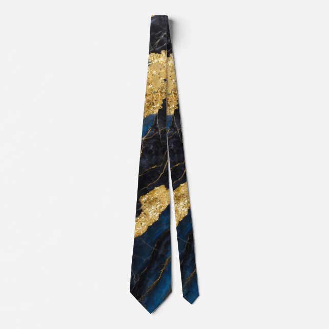 Blue Marble Pattern with Gold Tie (Front)