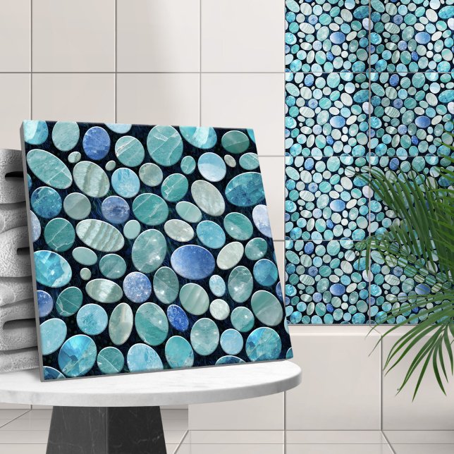 Blue Marble Pebble stones pattern Ceramic Tile (Creator Uploaded)