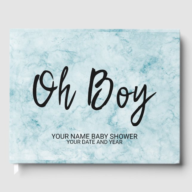 Blue Marble Personalised Baby Boy Shower Guestbook (Front)