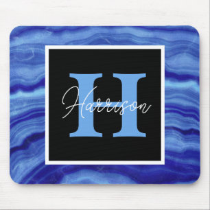 Blue Marble Personalised Monogram Name  Mouse Pad