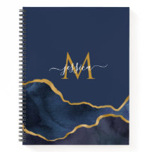 Blue Marble Personalised Monogram Notebook