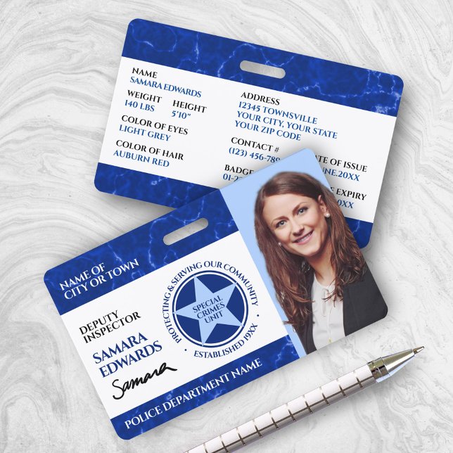Blue Marble Police Officer Photo Signature ID Badge (Creator Uploaded)