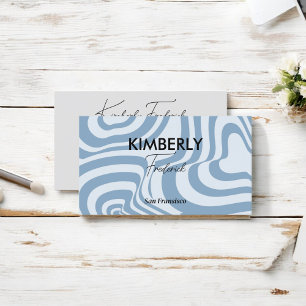 Blue Marble Retro Wavy Stripe Bold Modern Design Business Card