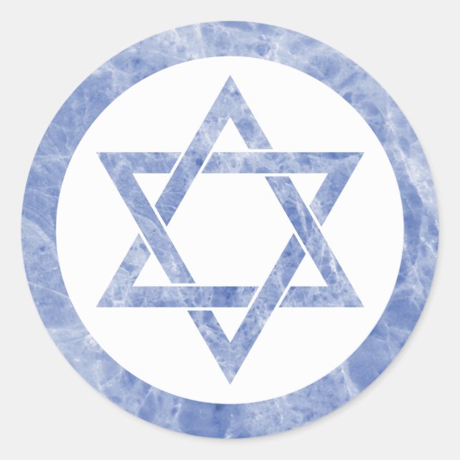 Blue Marble Star of David Classic Round Sticker (Front)