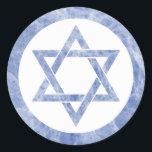 Blue Marble Star of David Classic Round Sticker<br><div class="desc">A Star of David in beautiful blue marble texture with matching border.</div>