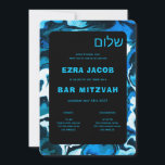 Blue Marble Star of David Custom Bar Bat Mitzvah Invitation<br><div class="desc">Perfect card to announce a bat mitzvah, bar mitzvah or other Jewish celebration! Hand made abstract art for you on the front and back side! FULLY CUSTOMIZABLE! Click on “Personalise” above to edit the text. Click "edit using design tool" to adjust the fonts, colours and placements and to delete the...</div>