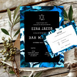 Blue Marble Star of David Custom Bar Bat Mitzvah Invitation<br><div class="desc">Perfect card to announce a bat mitzvah, bar mitzvah or other Jewish celebration! Hand made abstract art for you on the front and back side! FULLY CUSTOMIZABLE! Click on “Personalise” above to edit the text. Click "edit using design tool" to adjust the fonts, colours and placements and to delete the...</div>