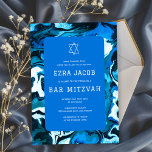 Blue Marble Star of David Custom Bar Bat Mitzvah Invitation<br><div class="desc">Perfect card to announce a bat mitzvah, bar mitzvah or other Jewish celebration! Hand made abstract art for you on the front and back side! FULLY CUSTOMIZABLE! Click on “Personalise” above to edit the text. Click "edit using design tool" to adjust the fonts, colours and placements and to delete the...</div>