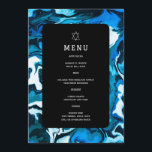 Blue Marble Star of David Custom Bar Bat Mitzvah Menu<br><div class="desc">Perfect menu card for a bat mitzvah, bar mitzvah or other Jewish celebration! Hand made abstract art for you on the front and back side! FULLY CUSTOMIZABLE! Click on “Personalise” above to edit the text. Click "edit using design tool" to adjust the fonts, colours and placements and to delete the...</div>