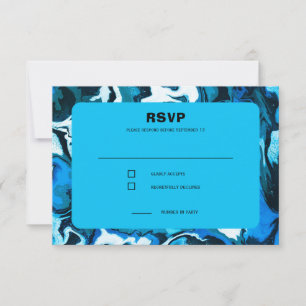 Blue Marble Star of David Custom Bar Bat Mitzvah RSVP Card