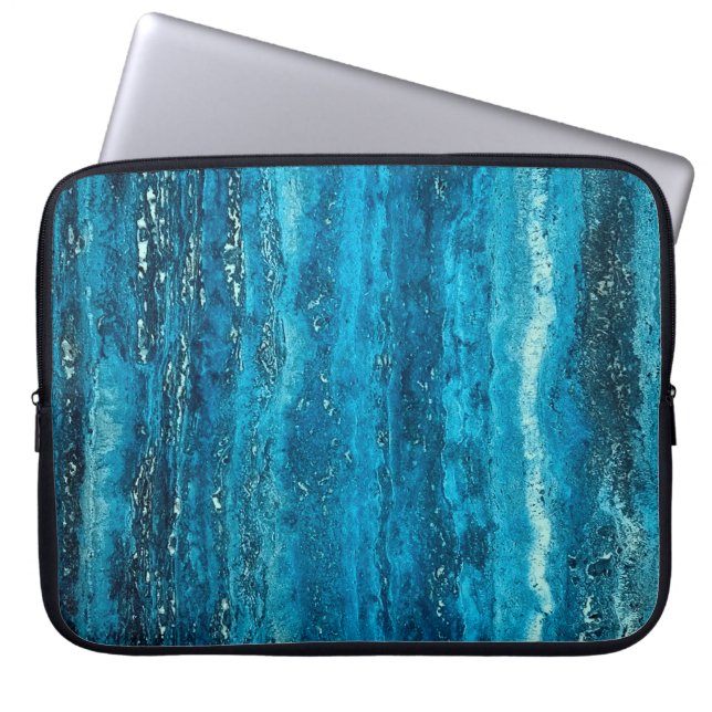 Blue marble stone laptop sleeve (Front)