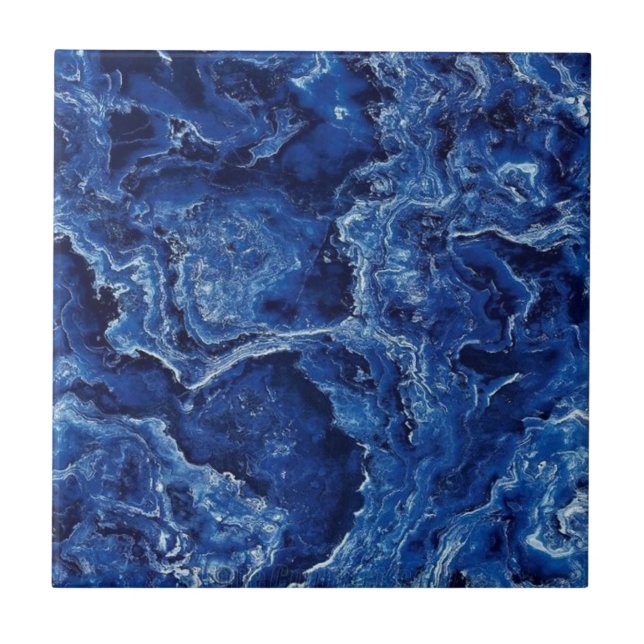 Blue Marble Stone Modern Elegant Stylish Ceramic Tile (Front)