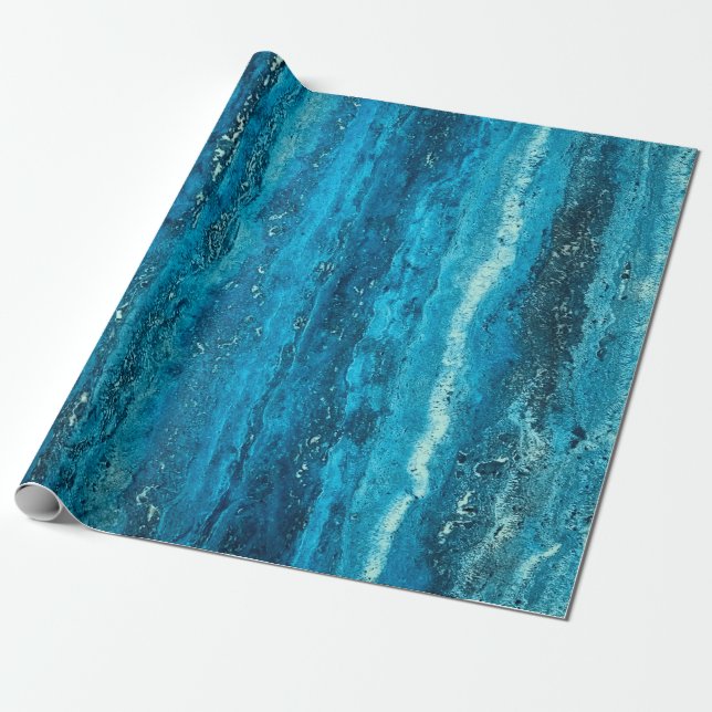 Blue marble stone wrapping paper (Unrolled)