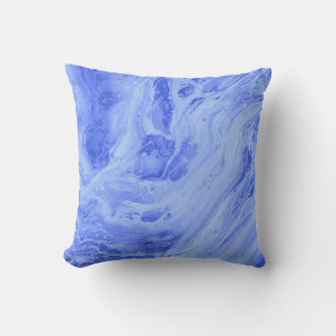 Blue Marble Style Abstract Art Pillow