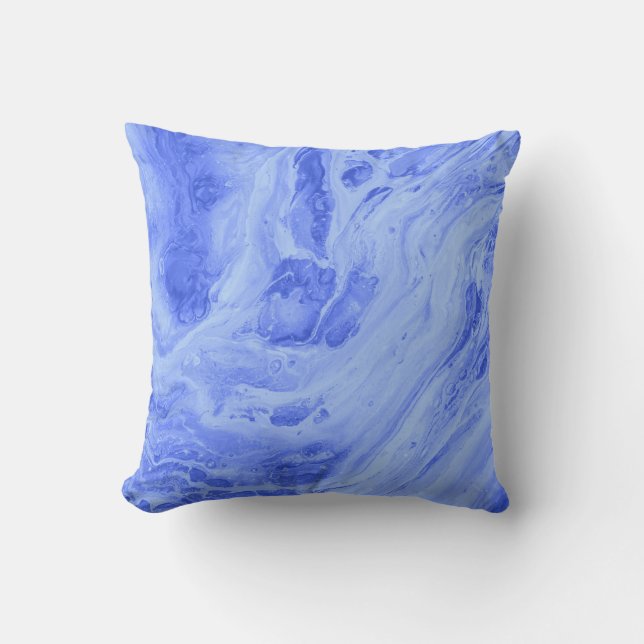Blue Marble Style Abstract Art Pillow (Front)