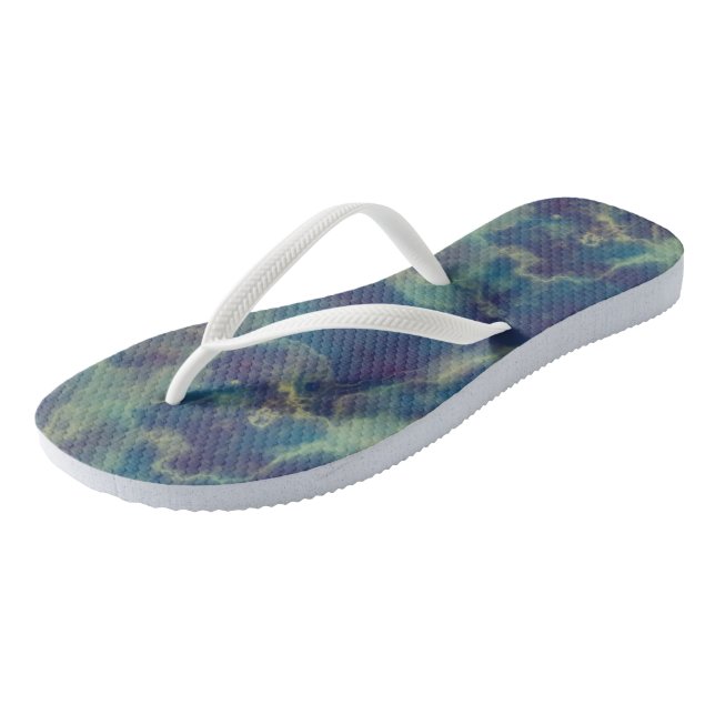 Blue Marble Swirl Abstract Thongs (Angled)