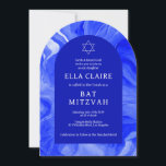 Blue Marble Swirls Star David Bar Bat Mitzvah Arch Invitation<br><div class="desc">Perfect card to announce a bat mitzvah, bar mitzvah or other Jewish celebration! Hand made watercolor swirl art for you on the front and back side! FULLY CUSTOMIZABLE! Click on “Personalise” above to edit the text. Click "edit using design tool" to adjust the fonts, colours and placements and to delete...</div>