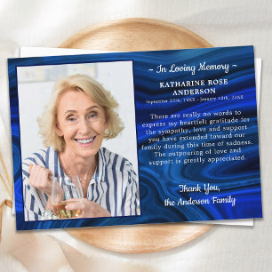Blue Marble Sympathy Loving Memory Photo Funeral Thank You Card