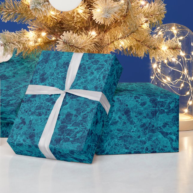 Blue Marble Terrazzo Structure  Wrapping Paper (Holidays)