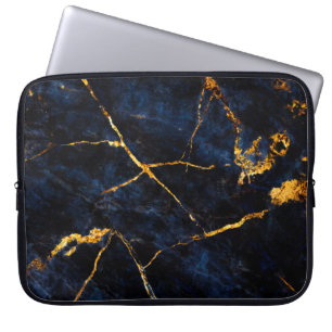 Blue marble texture background, Italian marble sla Laptop Sleeve