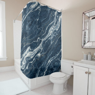 Blue Marble Texture Modern Refined Style Shower Curtain