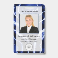 Blue Marble Tie Dye Business Employee Photo ID