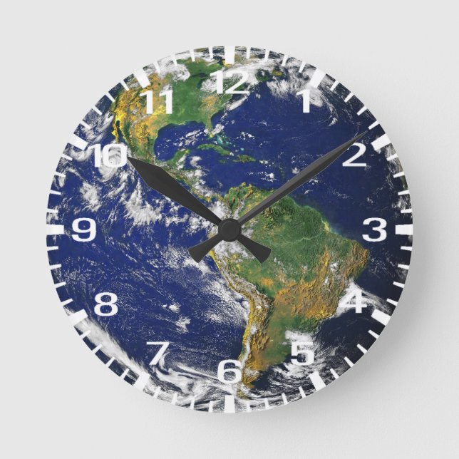 Blue Marble Time Round Clock (Front)