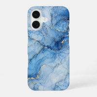 Blue Marble Watercolor Pattern with Gold Veins