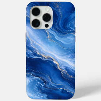Blue Marble Waves Luxury Abstract iPhone 15 Pro Max Case