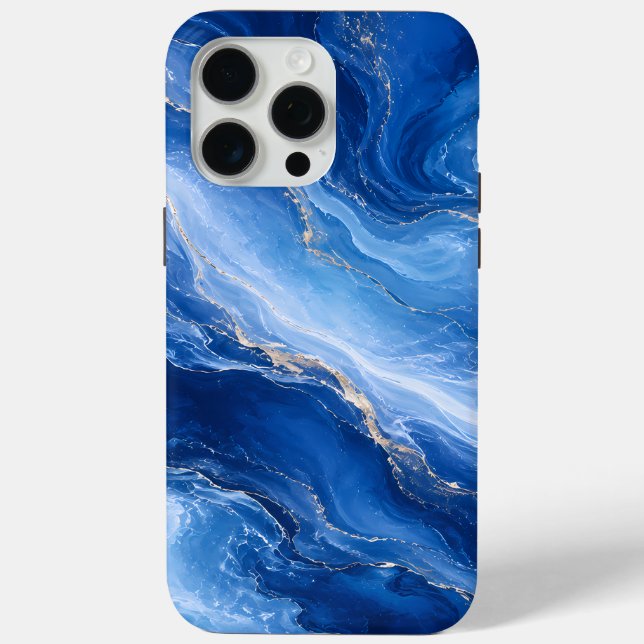 Blue Marble Waves Luxury Abstract Case-Mate iPhone Case (Back)