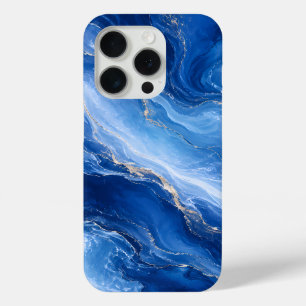 Blue Marble Waves Luxury Abstract iPhone 15 Pro Case