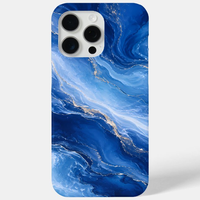 Blue Marble Waves Luxury Abstract Case-Mate iPhone Case (Back)